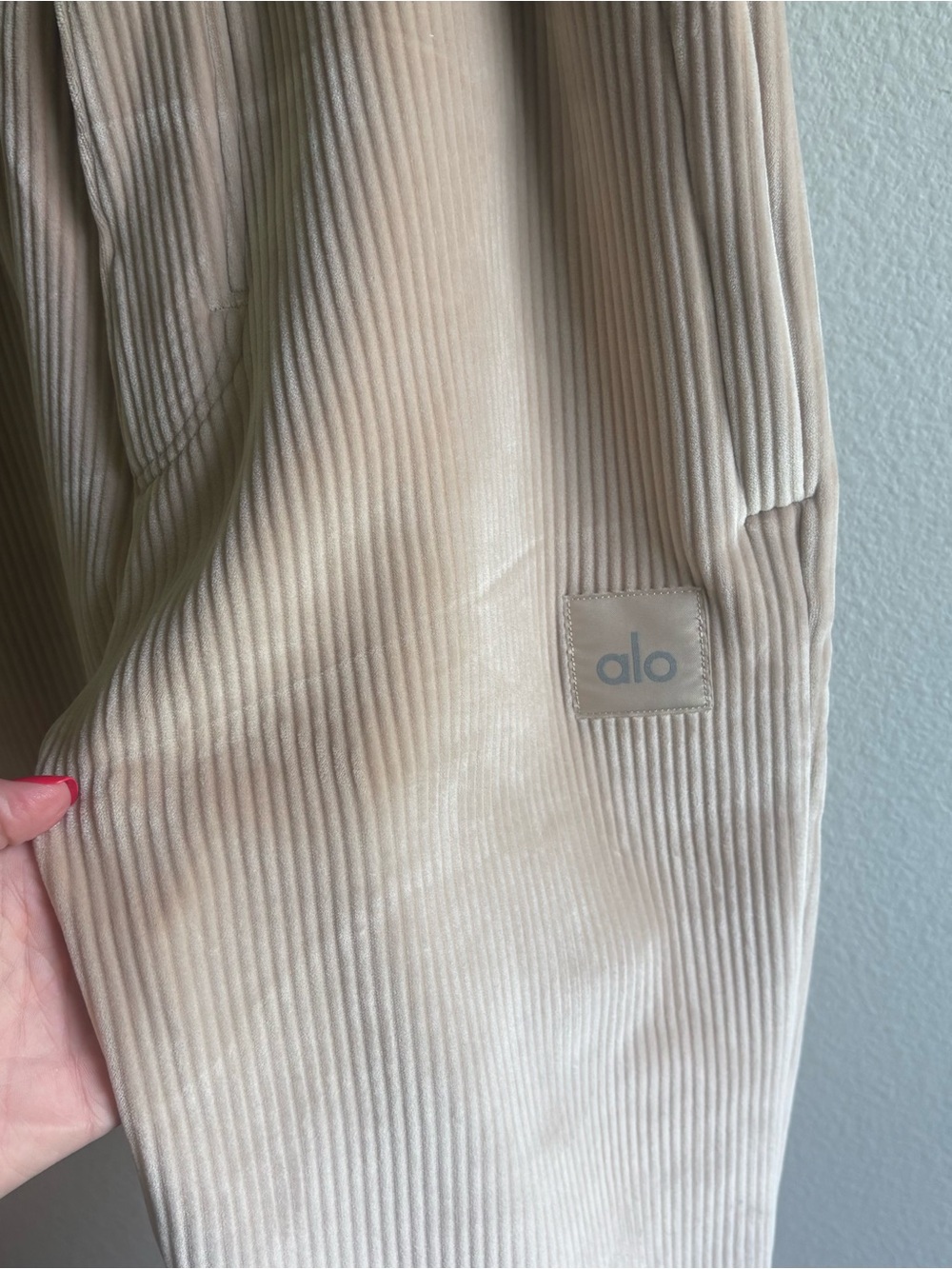 ALO Yoga Velour Baller Pants - Light Tan Cream - Picture 2 of 4